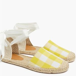 J‎ Crew Gingham d'Orsay lace-up espadrilles Size 8
